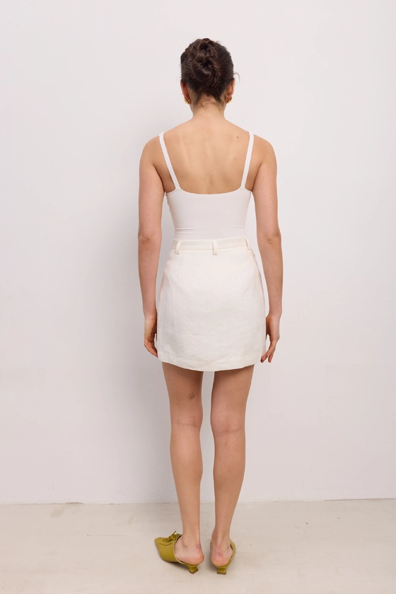 High-waisted mini linen skirt  - photo 4