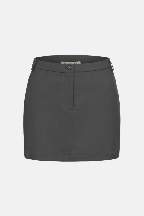 Wool mini skirt with mid-rise