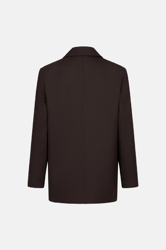 Oversized double-breasted wool blazer with shoulder pads - photo 2