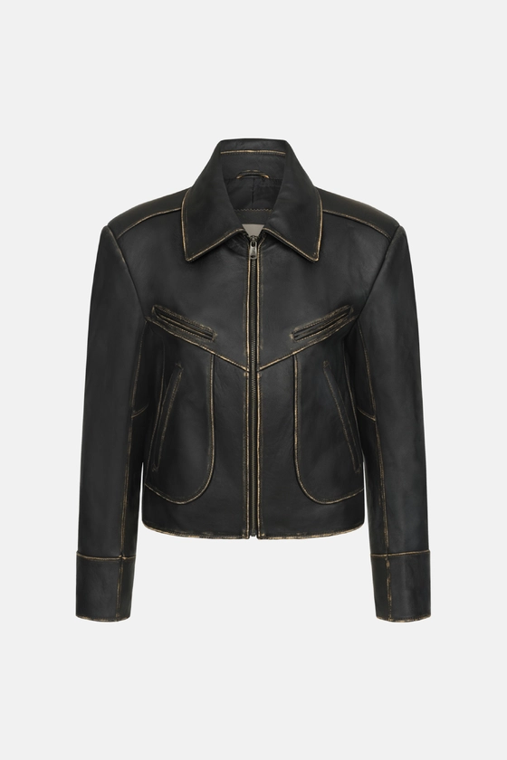 Leather jacket with natural scuffs - photo 1