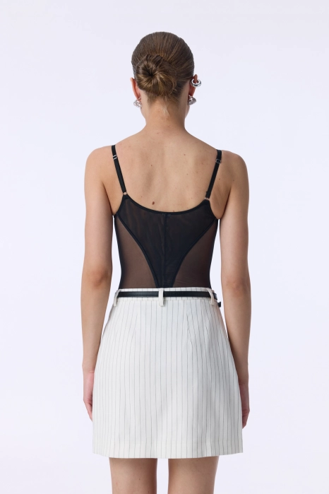 High-waisted mini linen skirt 
